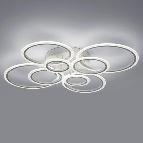 Modern Ceiling Light, 8 Rings LED Flush Mount Ceiling Light 8-Light White