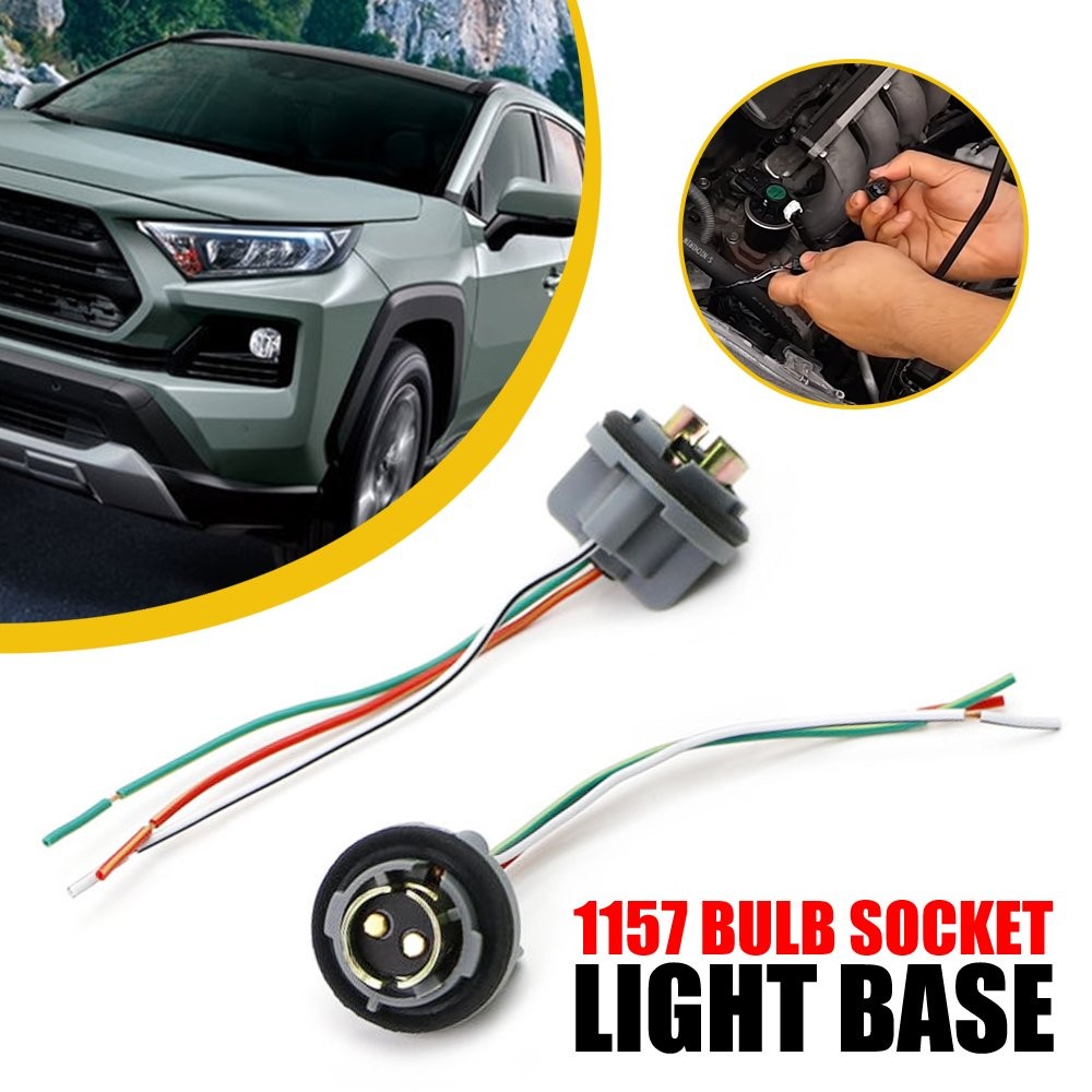2pcs 1157 LED Brake Turn Light Bulb Socket Light Base Harness Wire Pigtail Plug