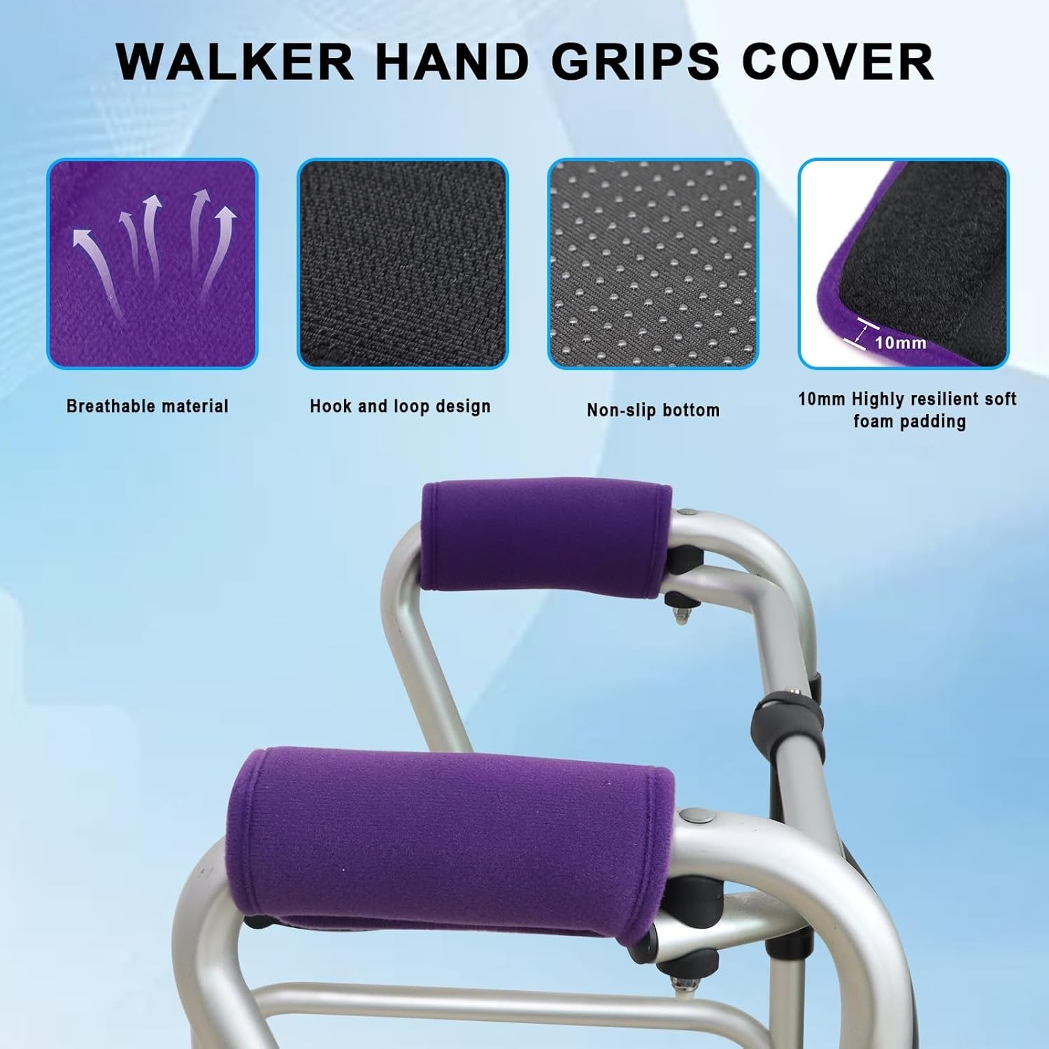 2 Pack Walker Handle Cushions Walker Grip Covers Pads Walker Padded Hand Grip