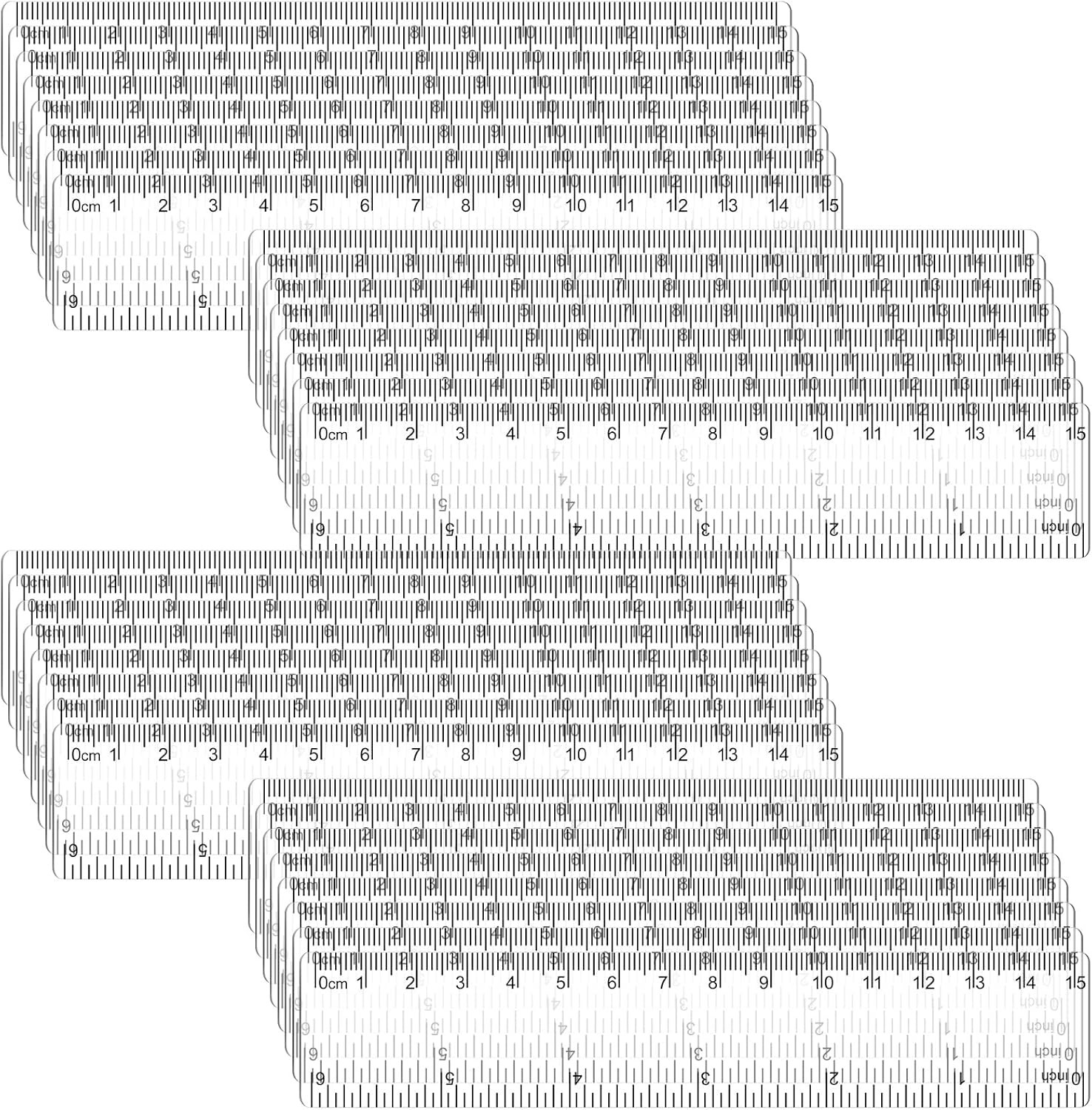 32 Pack 6 Inch Mini Rulers Bulk Plastic Small Rulers with Inches and Centimeters