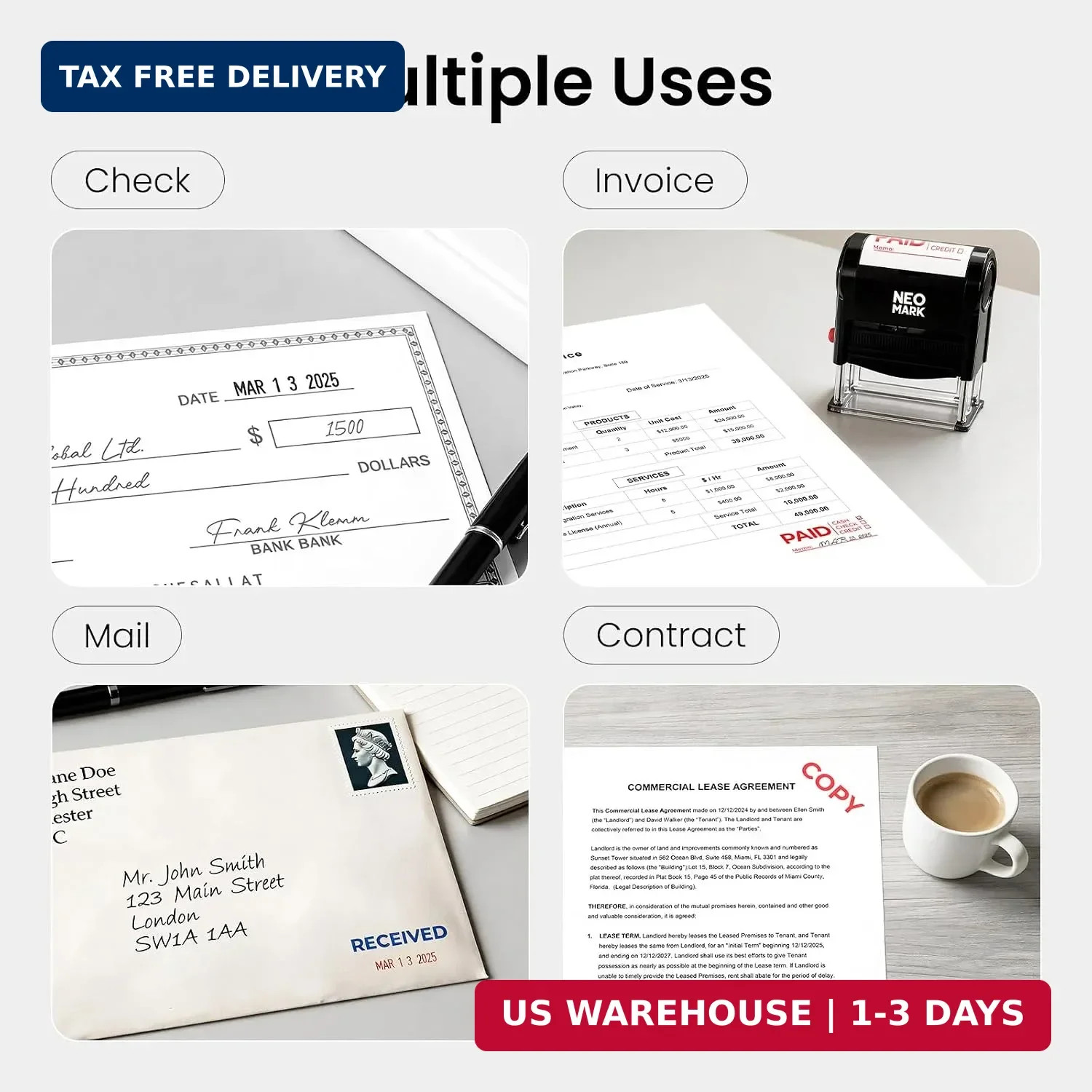Self-Inking Received Date Stamp, 12-Year Adjustable Dater | Extra Replacement Pa