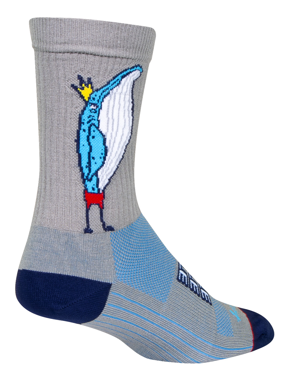 Socks - SockGuy - Humphrey Whale Gray S/M 6" Crew Cycling/Running NEW