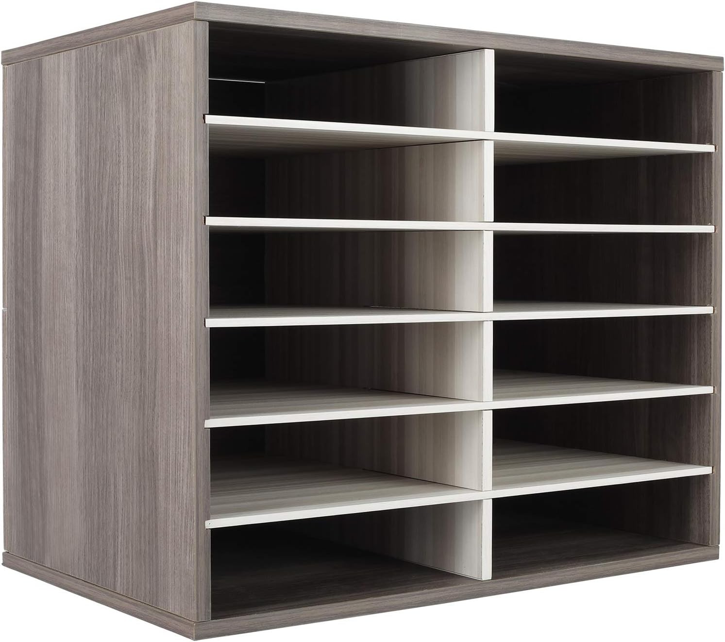 Wood Literature Organizer 12 Slots Hold 6000 Sheets A4 Papers Wooden Desk Paper