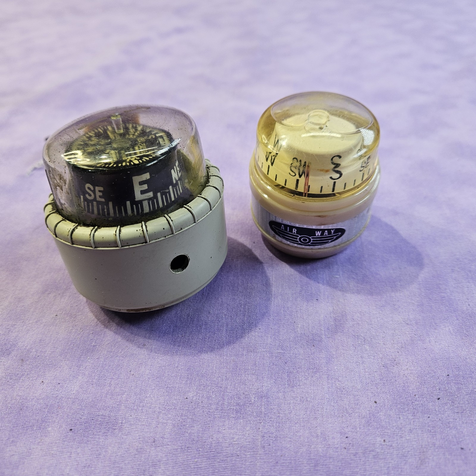 Pair Of Vtg Airplane/Boat Compass, Air Way & Taylor Instruments, PARTS OR REPAIR