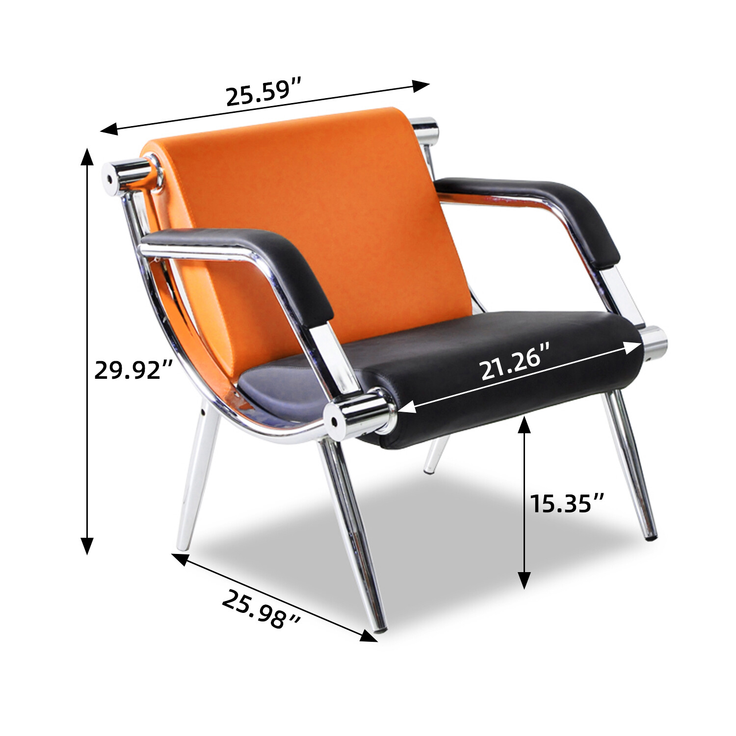 2 PCS Office Reception Waiting Room Chairs PU Leather Airport Guest Salon Bench