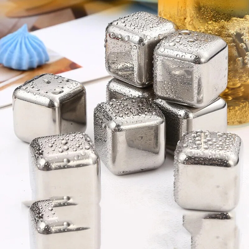 Piedras de hielo Cubos enfriadores para whisky reutilizables Acero inoxidable