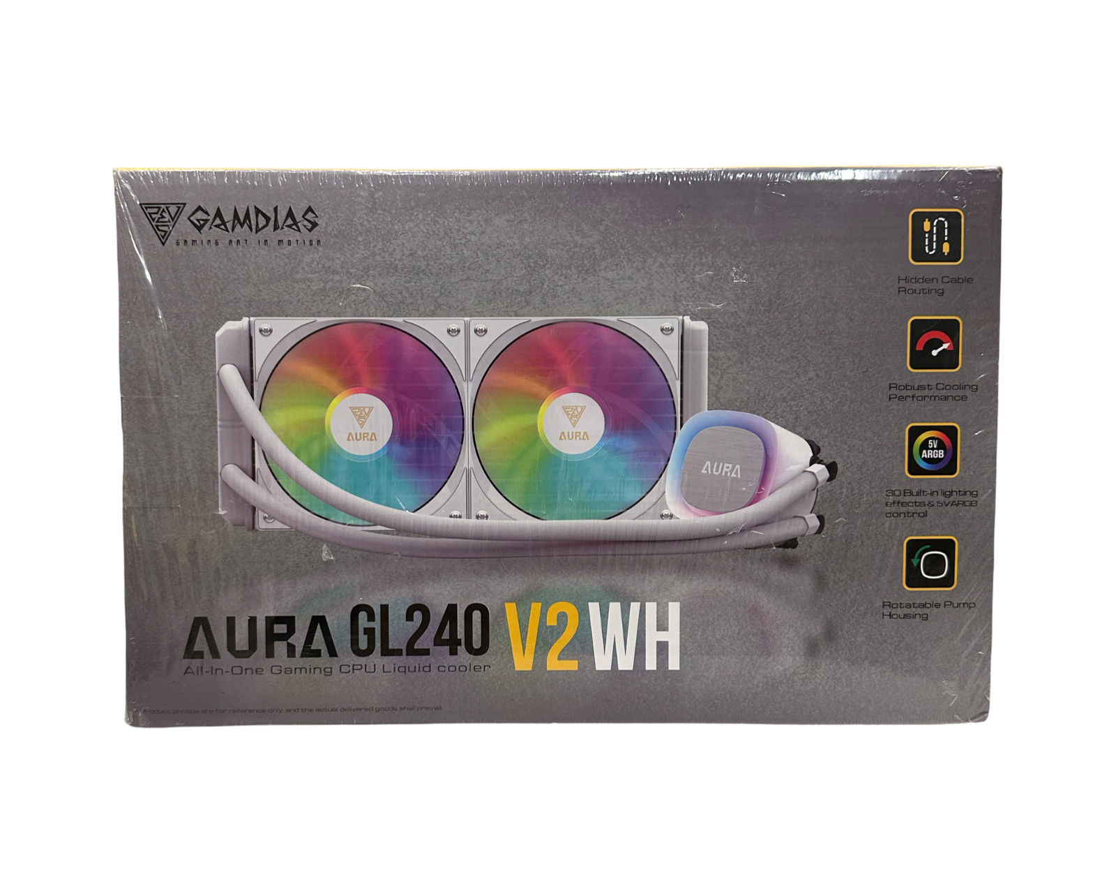 Gamdias Aura GL240 V2WH White gaming AIO Liquid CPU Cooler RGB 2-Fans NEW SEALED