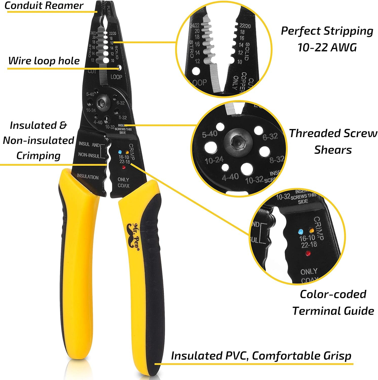 Wire Stripper, 8 Inch, Wire Cutter, Wire Stripper Crimper | Wire Stripping Tool,