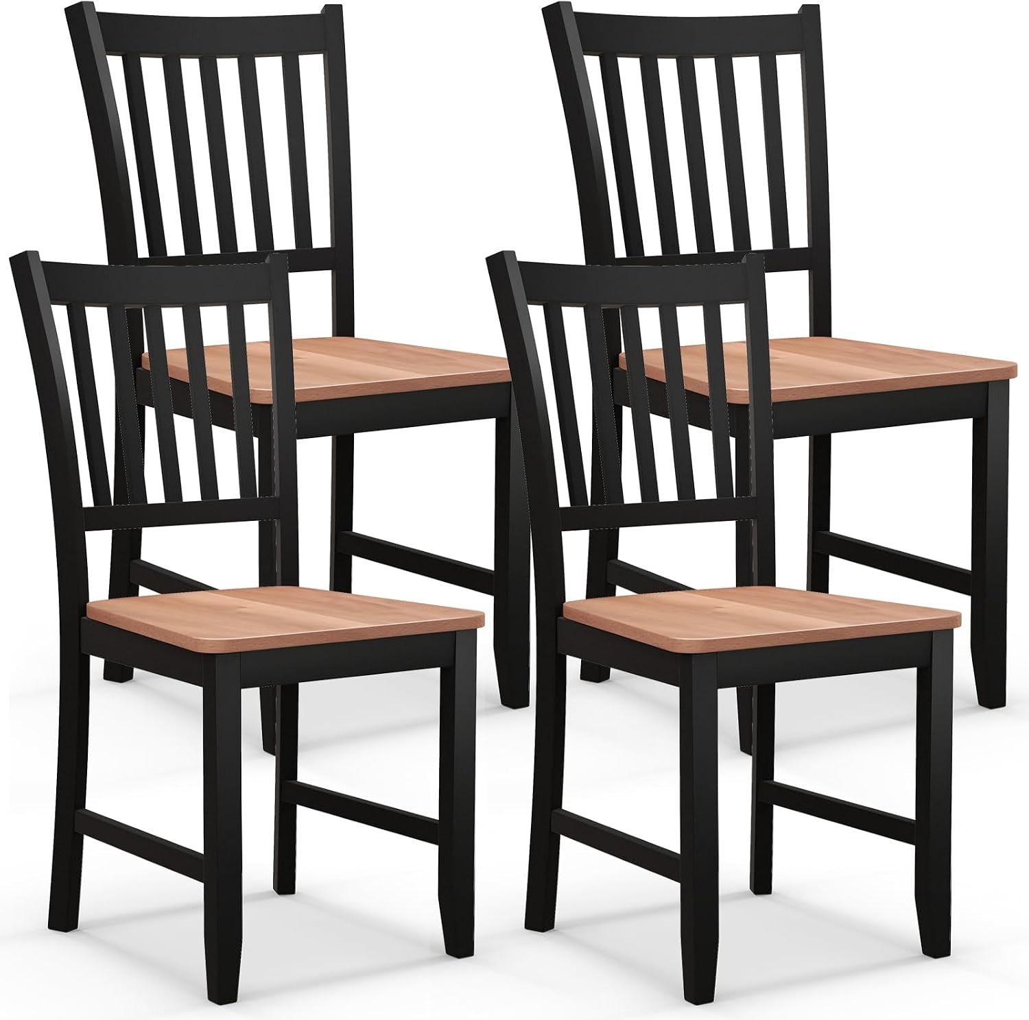 Dining Chairs Set of 4 Mid Century Modern Dining Room Chairs W/ Solid Rubber