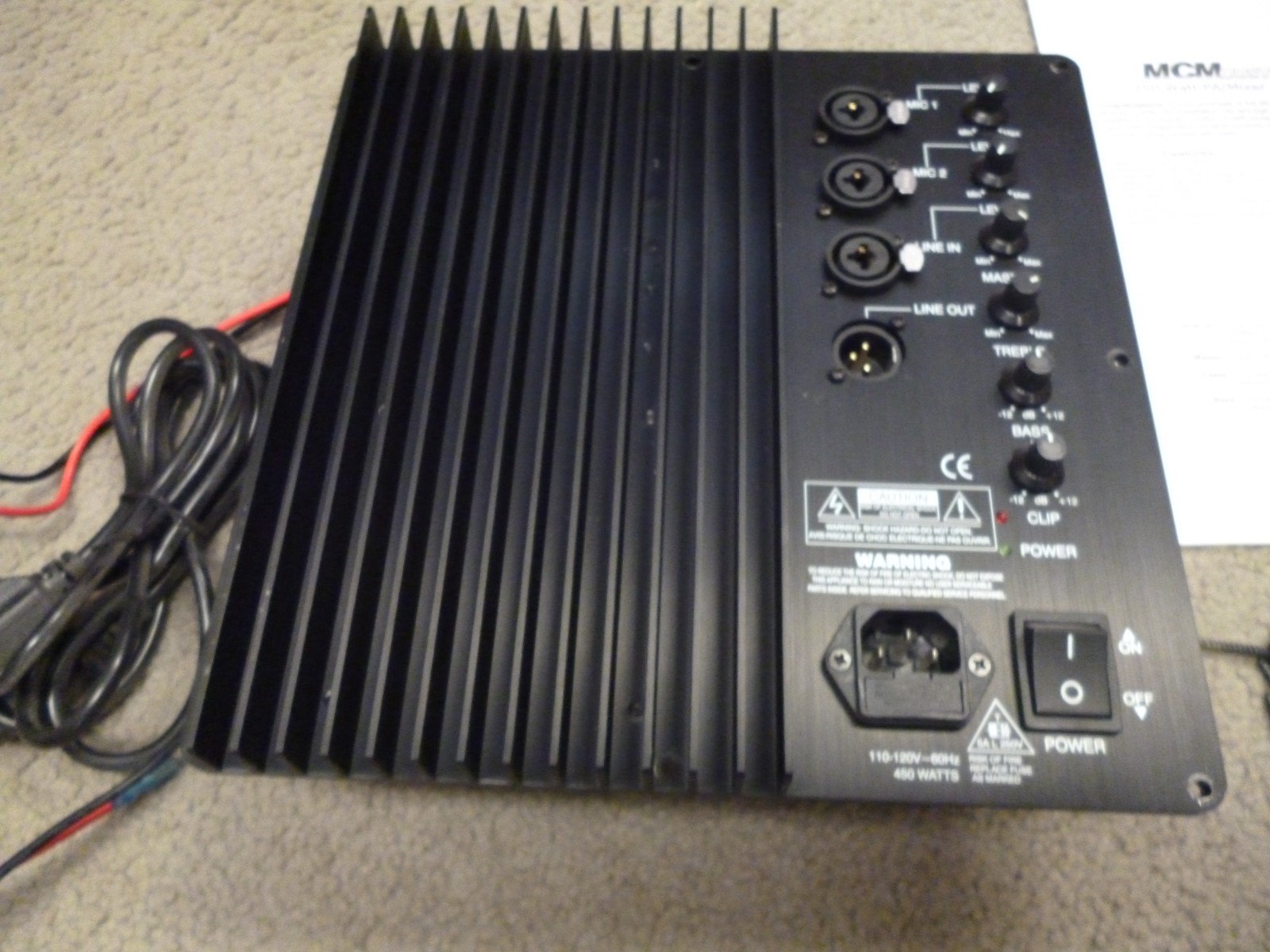 MCM 250 Watt PA/Mixer Plate Amplifier