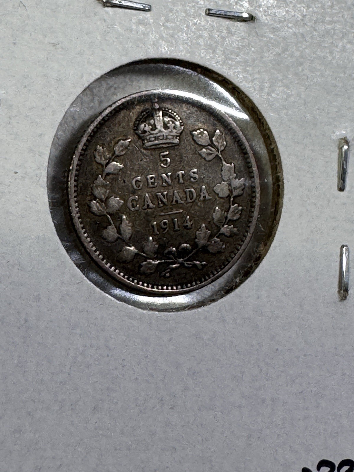 1914 Canada 5 Cents Silver Coin