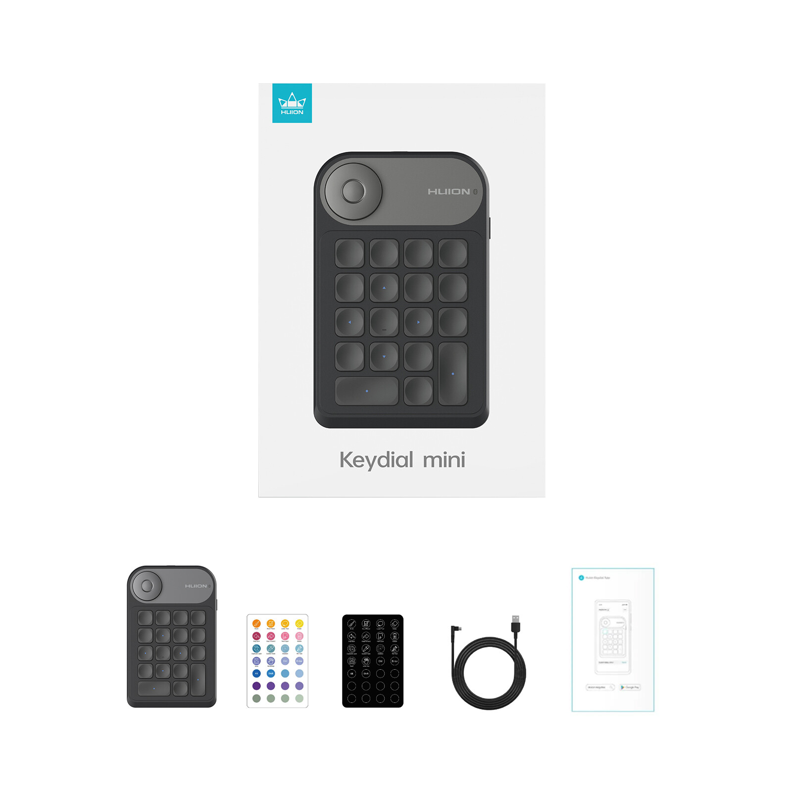 HUION Keydial Mini Bluetooth Programmable Keypad with Dial 5 Keys 18 Customized
