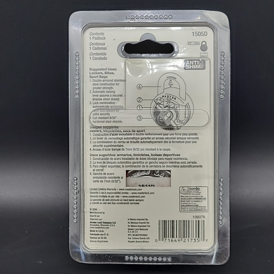 Master Lock Padlock Combination Lock #1505D 9/32" NEW SEALED