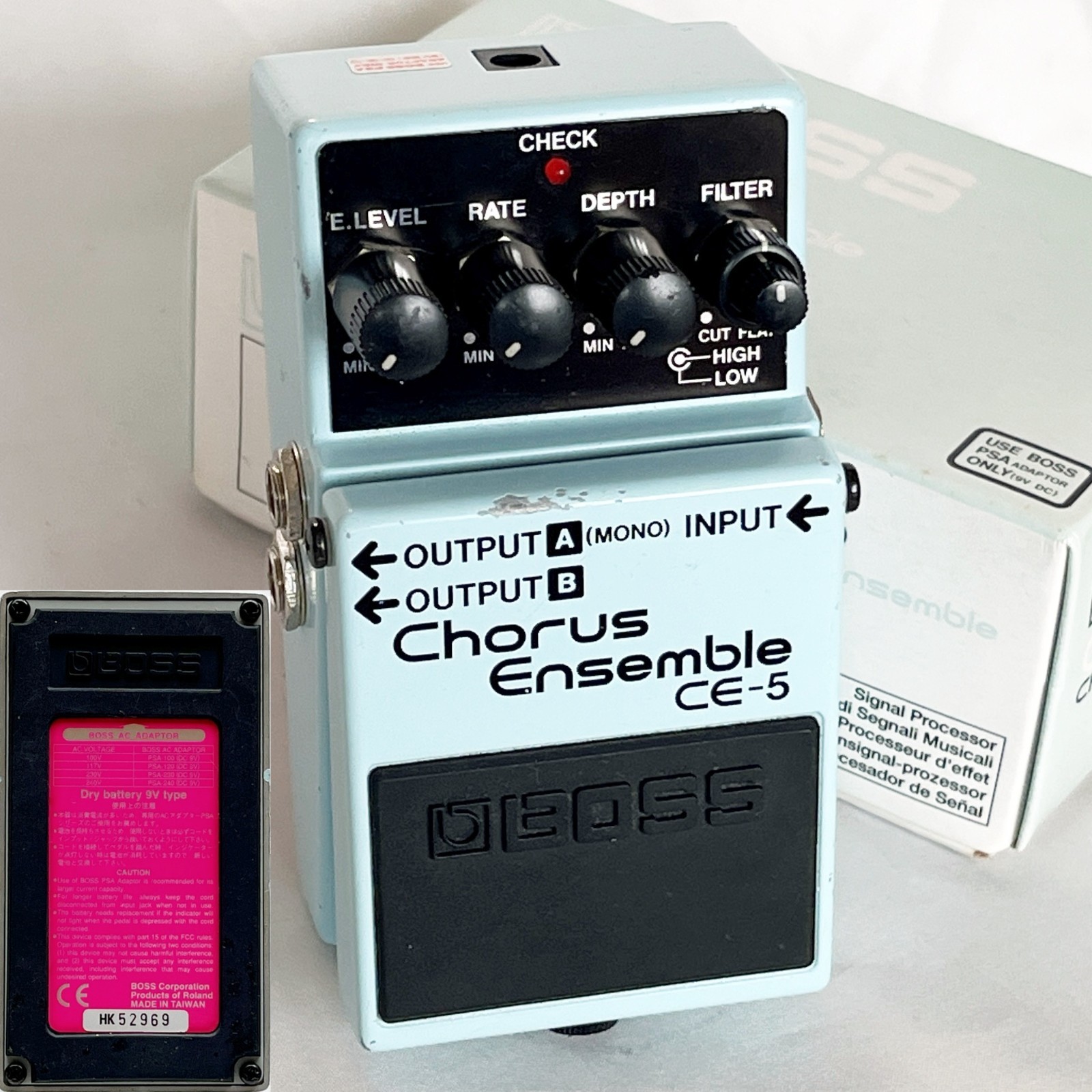 BOSS CE-5 Chorus Ensemble W/Box 1997 Pink Label Analog Vintage Guitar Pedal MIT