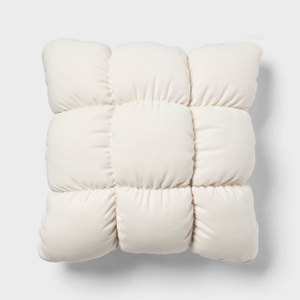 RE Dec Square Throw Pillow Ivory