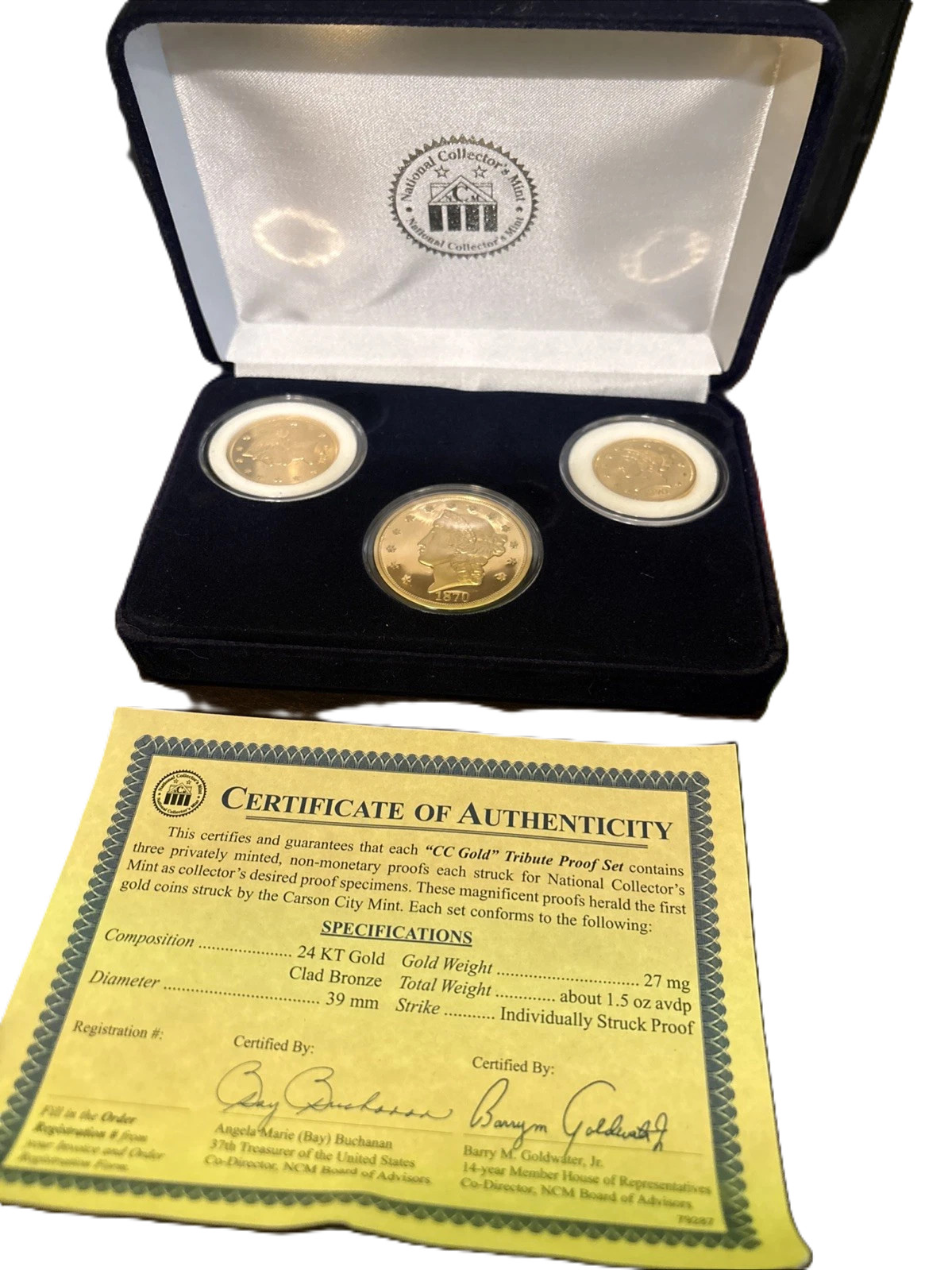 Carson City Gold Tribute Proof 3 Coin Set
