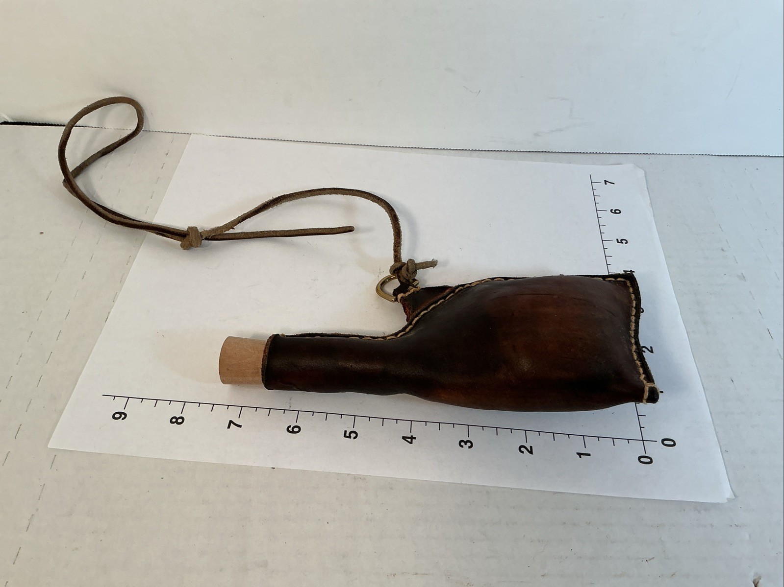 Vintage Handmade Leather Canteen, Costrel, Black Powder, Ammo