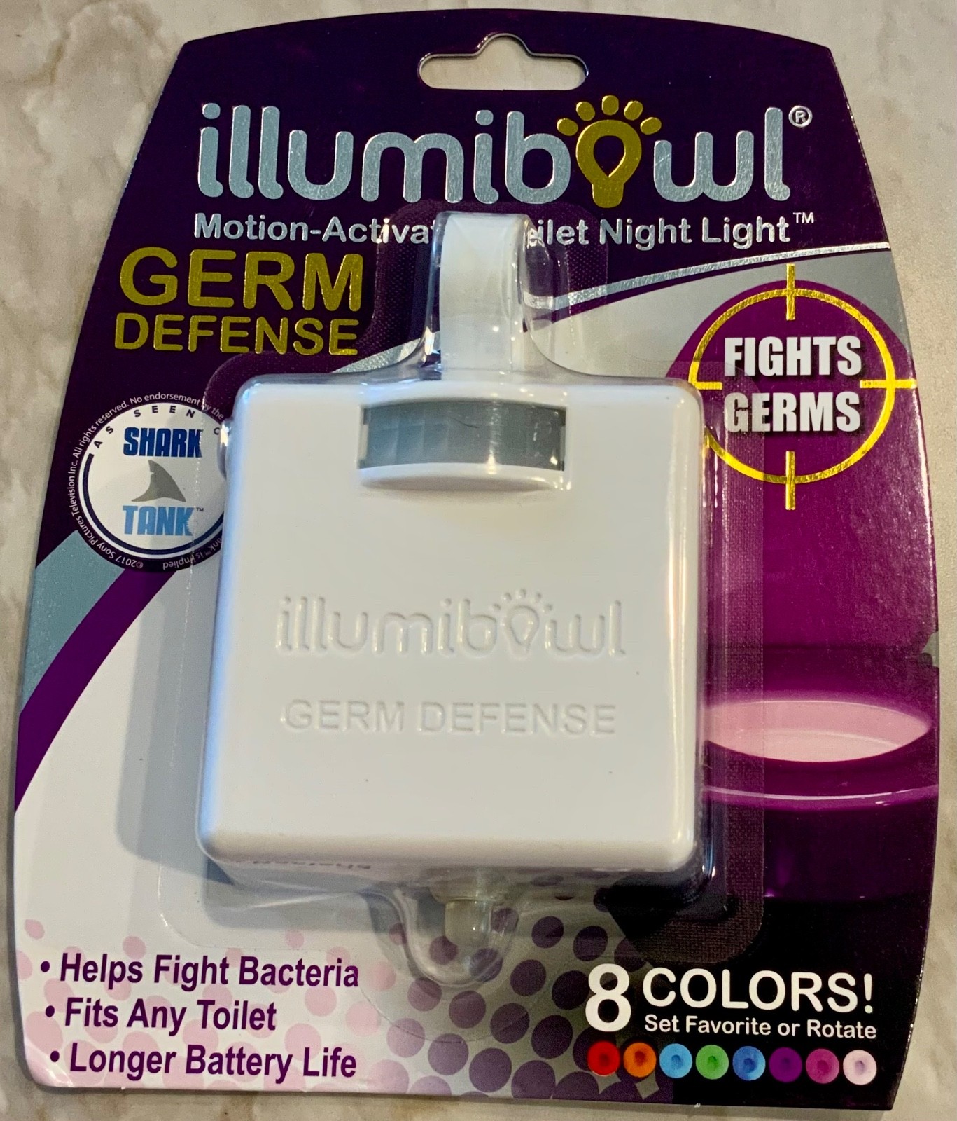 8 color Illumibowl Motion Activated Toilet Night Light Germ Defense Shark Tank