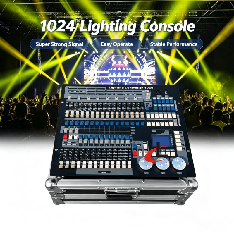 US 1024 Lighting Console DMX Stage Light Controller DJ Light Mixer Board W/CASE