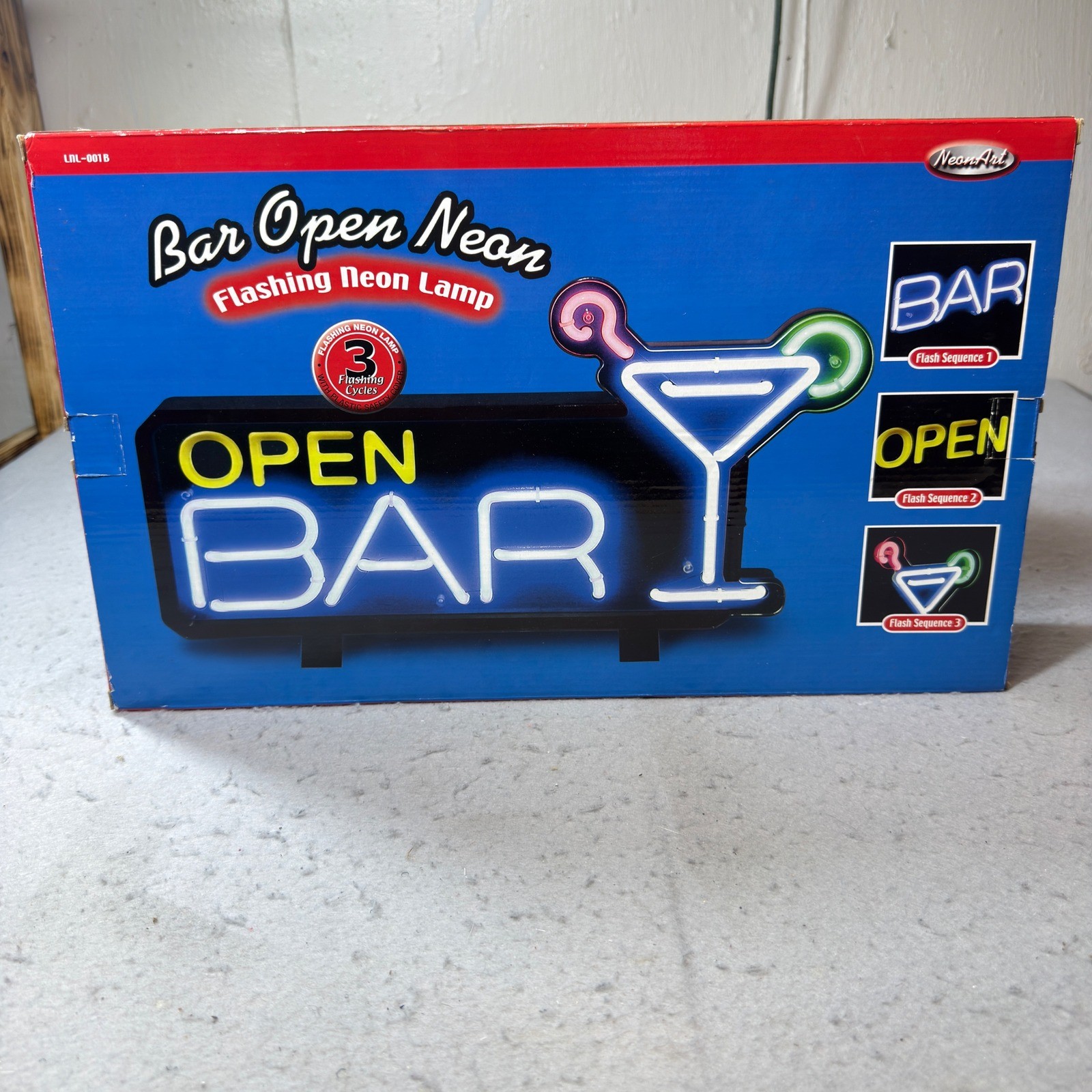 Vintage Neon Open Bar Sign Light Cocktail Martini, Nostalgia