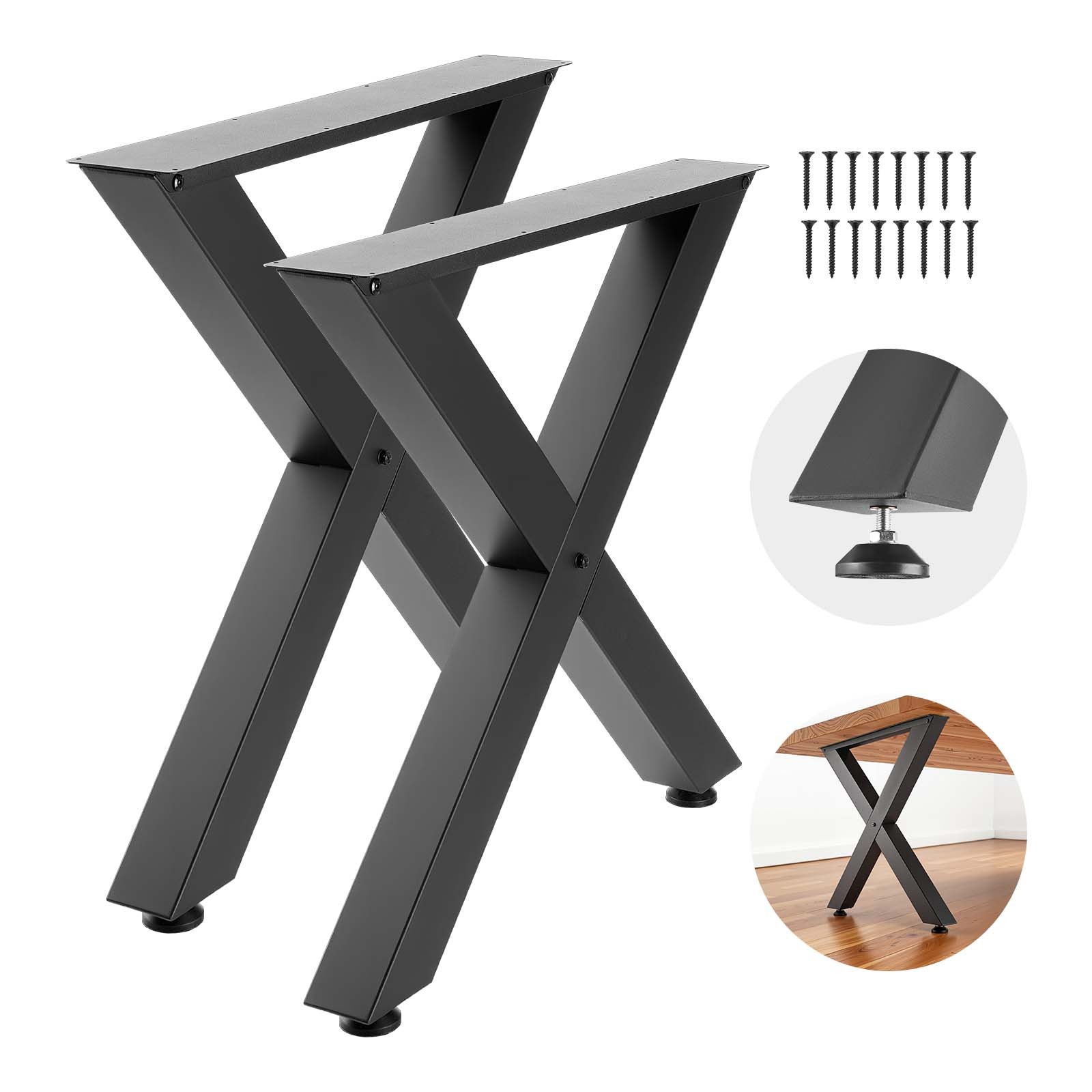 VEVOR Steel Table Legs 29.5 x 29.9 in X Frame 2204 lbs Heavy Duty Set of 2 Black