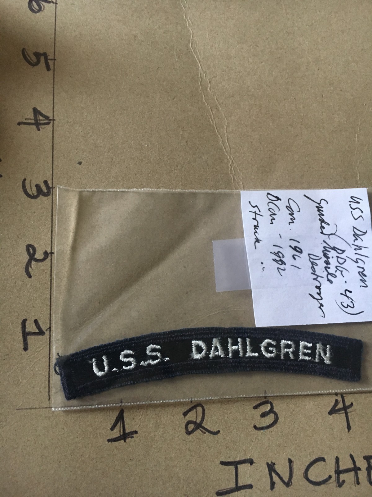 US NAVY SHOULDER STRIP TAB *** rocker *** Patch USS Dahlgren