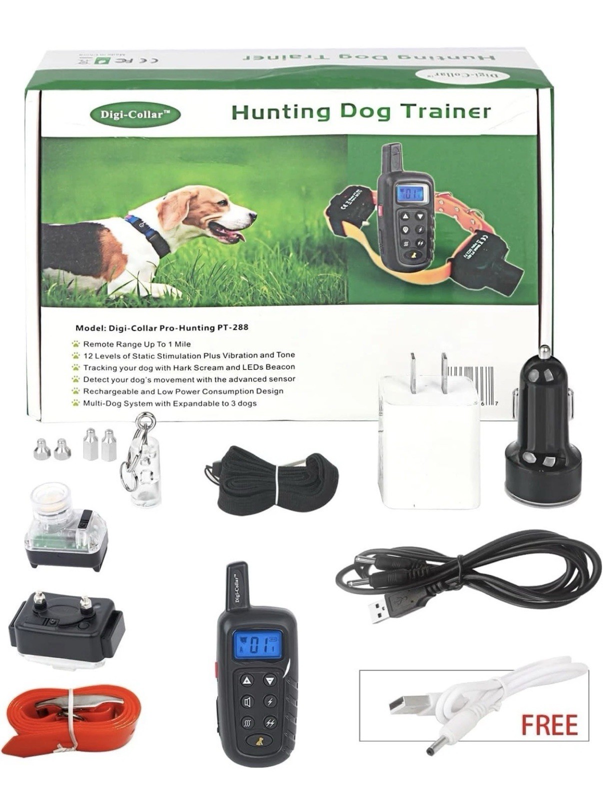 Digi-Collar Hunting Dog Trainer Training Beeper System 1 Mile Range Rechargeable