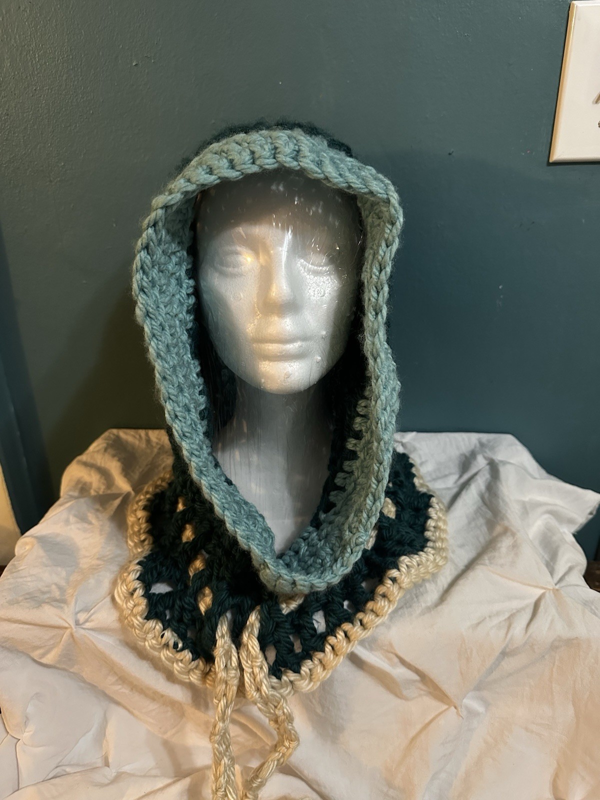 Hand Crocheted Hood Chunky Yarn