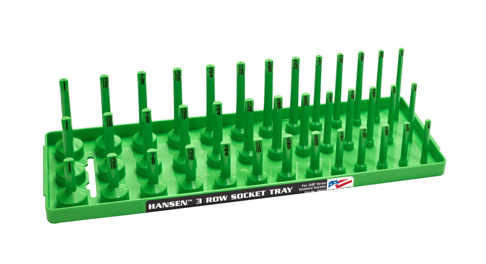 Hansen 6pc Socket Holder Tray Organizer Set 3 Row 1/4 3/8 1/2 Deep Shallow
