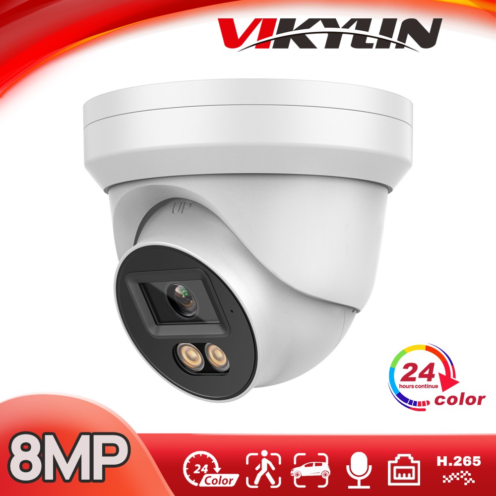 VIKYLIN 8MP 4K POE Security Camera 24h Full Color MIC Outdoor Human Detection IP