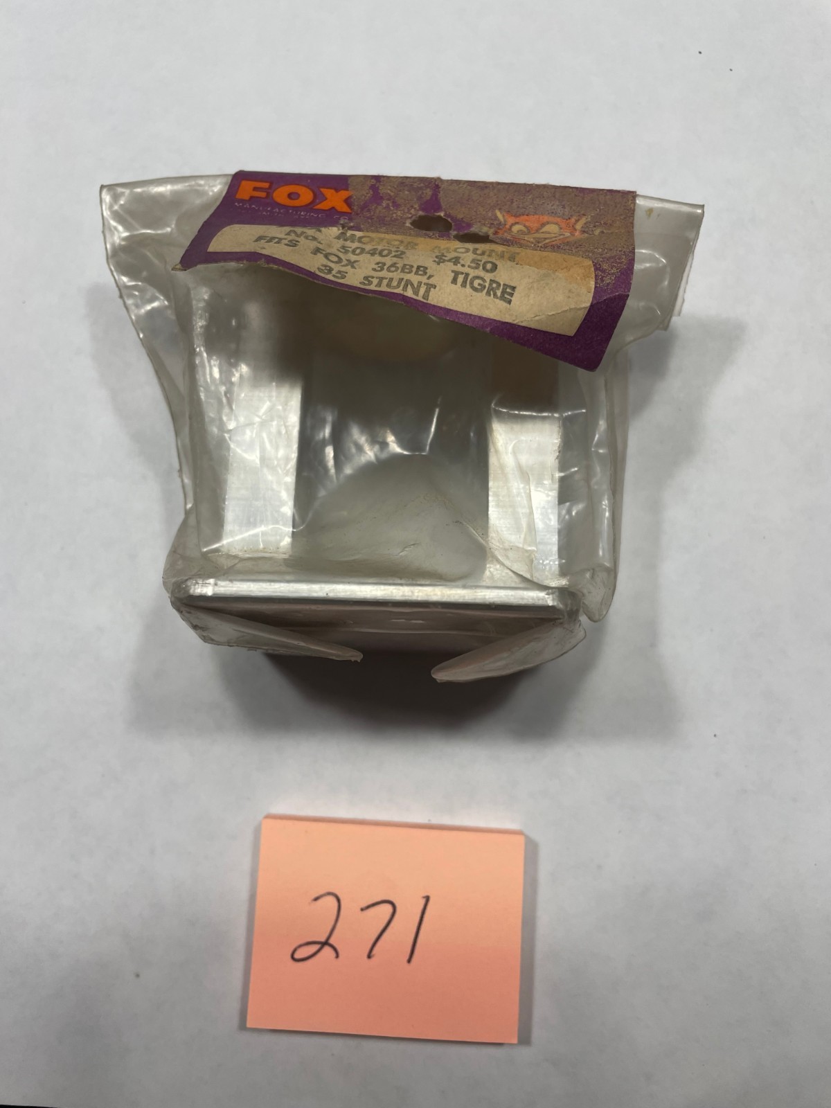 VINTAGE R/C  FOX MOTOR MOUNT  #50402 FITS FOX 36BB, TIGRE, 35 STUNT