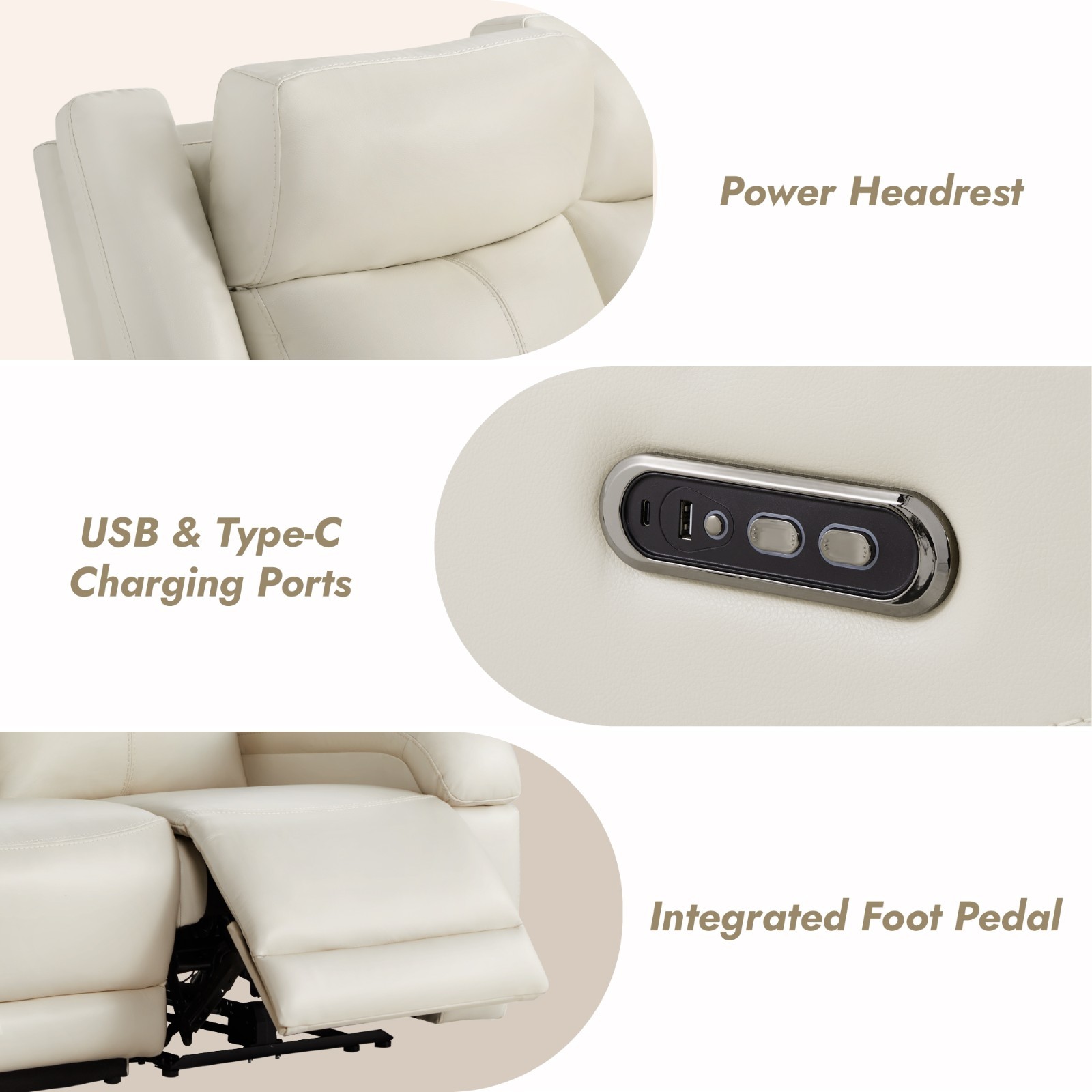 CHITA Genuine Leather Recliner Sofa Wall Hugger Reclining Sofa w/Storage Console