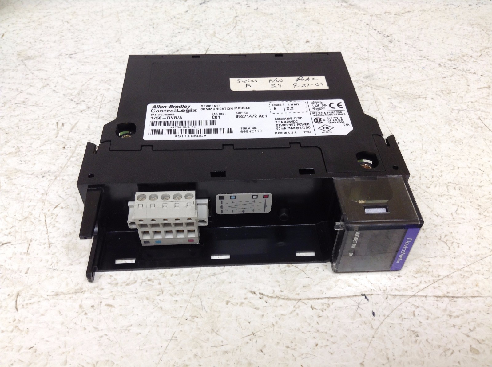 Allen Bradley 1756-DNB/A Ser. A ControlLogix DeviceNet 1756-DNB 1756DNB Rev 3.9