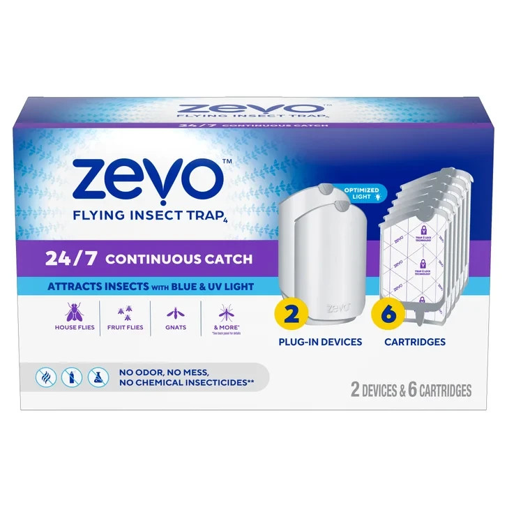 Zevo Flying Insect Trap Plug-In Indoor No Chemicals UV Kitchen - PACK 6