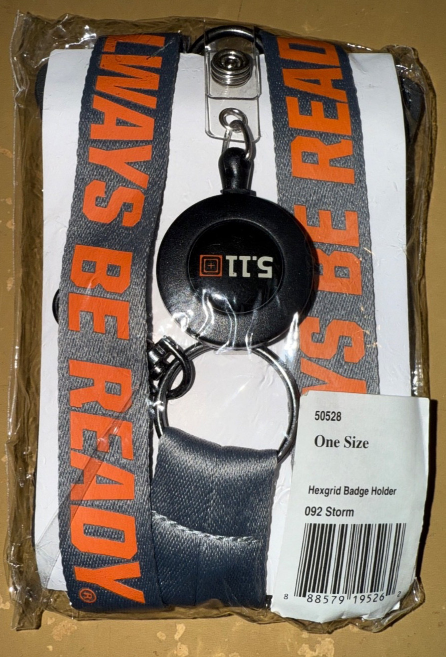 5.11 Tactical Storm Grey Lanyard and Hexgrid ID Holder RARE EMPLOYEE SWAG 50528