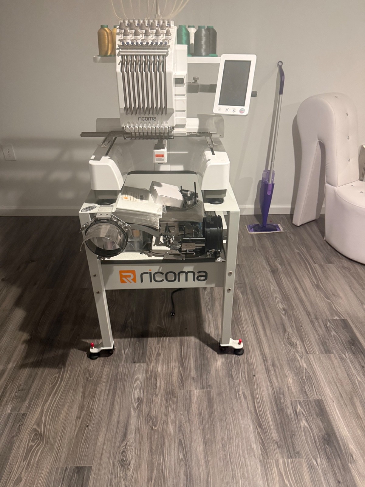 Ricoma EM-1010 Embroidery Machine Used with Stand + Attachments+Chroma Software