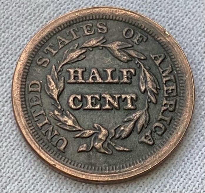 USA 1843 HALF CENT COOPER FANTASY TOKEN COIN.
