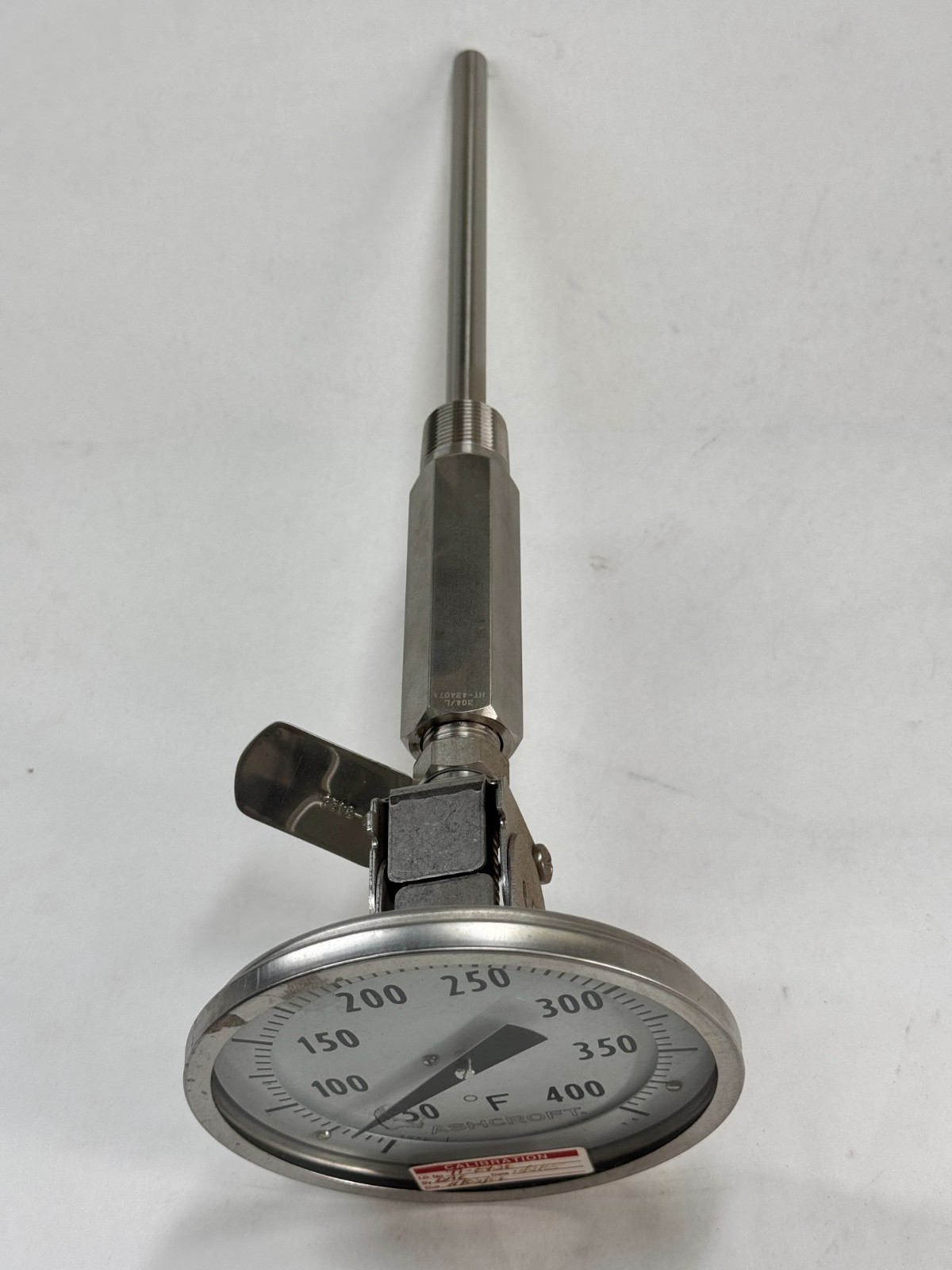 ASHCROFT Adjustable Angle Thermometer, 0-400F, 5" Face, 7-1/2" Stem, 3/4" NPT