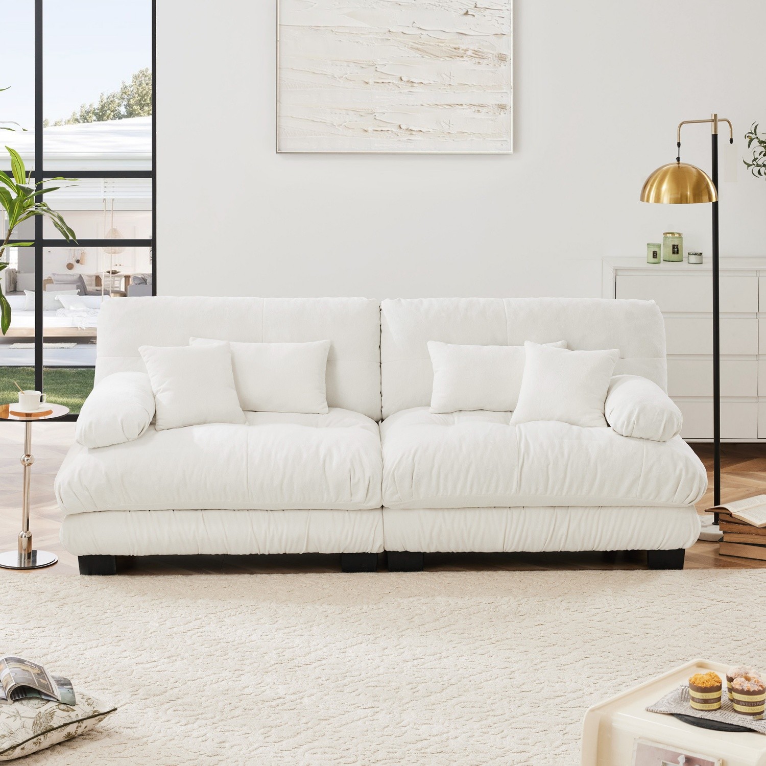 Luxury Chenille Loveseat Sofa Modern 2-Seater Couch w/ Armrests for Living Room