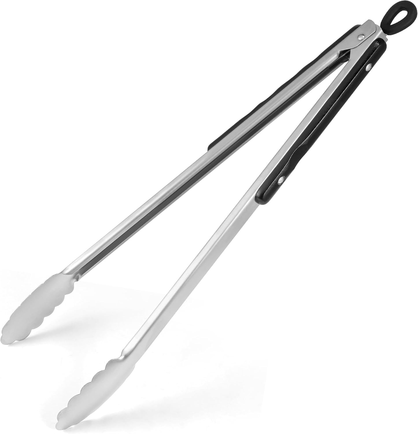 17-Inch Long Wood-Handled Grill Tongs, Stainl Steel Metal Tongs for