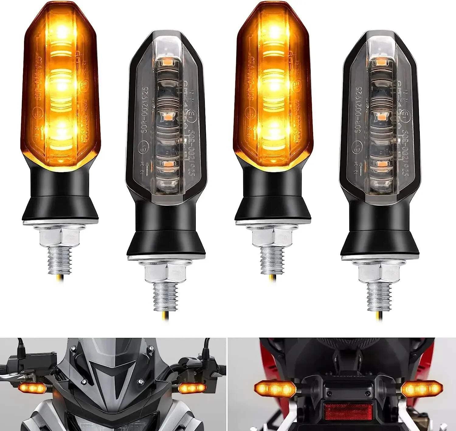 Mini Motorcycle LED Turn Signal Lights 8mm Amber Blinker Indicator Lamp 12V Moto
