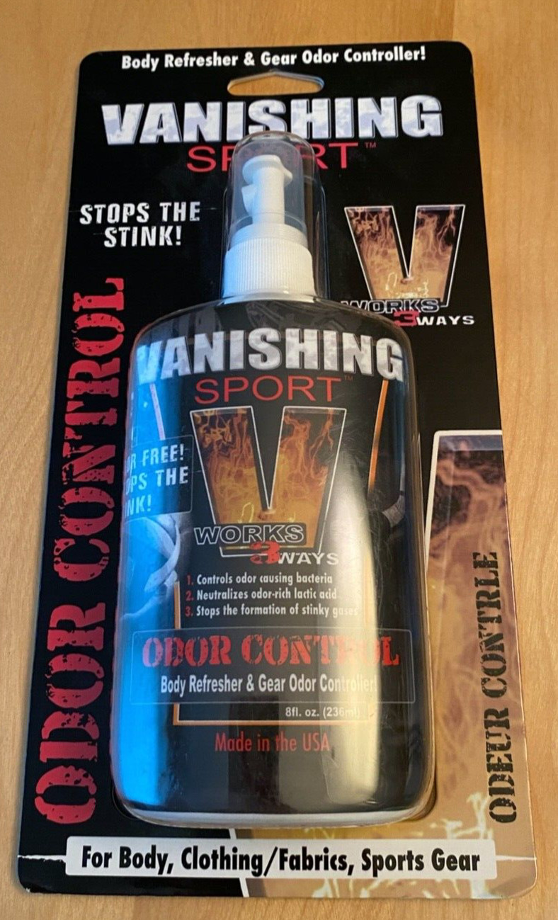 NEW VANISHING SPORT ODOR CONTROL SPRAY BODY CLOTHING FABRICS SPORTS GEAR 8 OZ