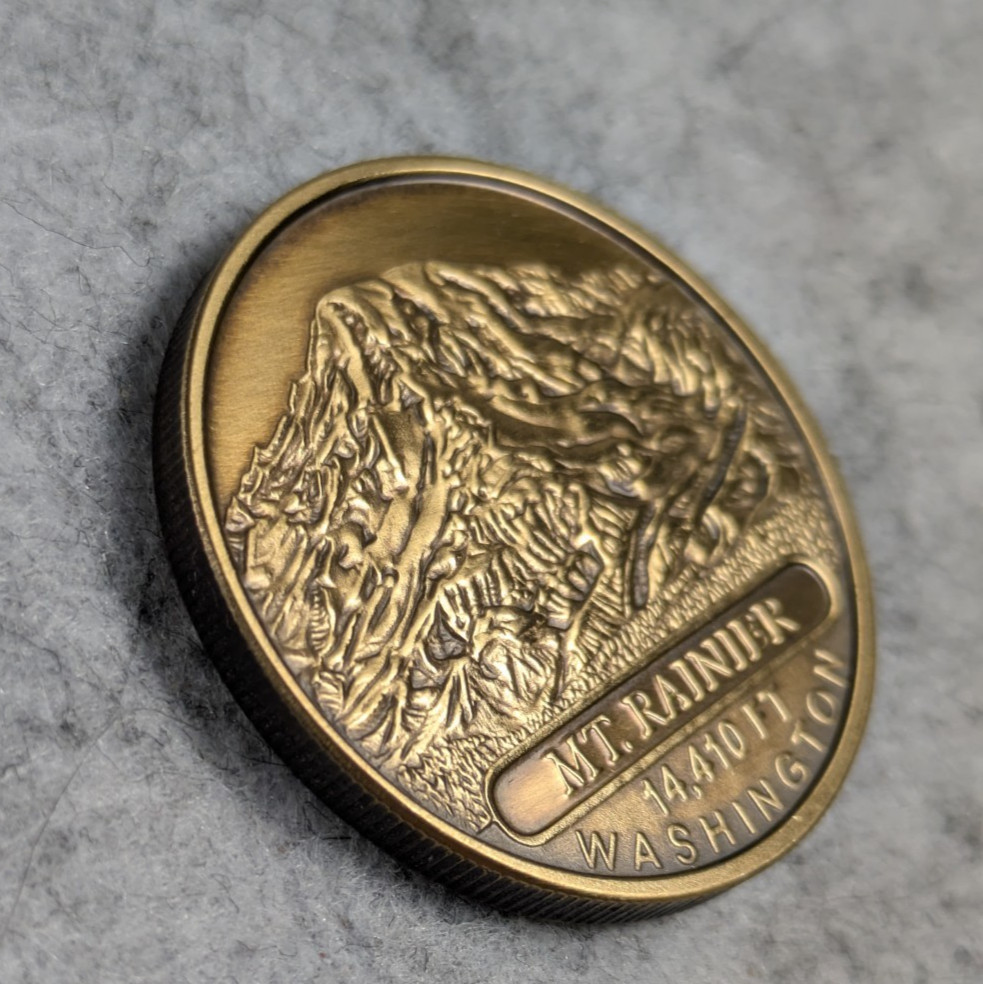 Mountain Climber Mt. Mount Rainier Washington Summit Challenge Token Coin