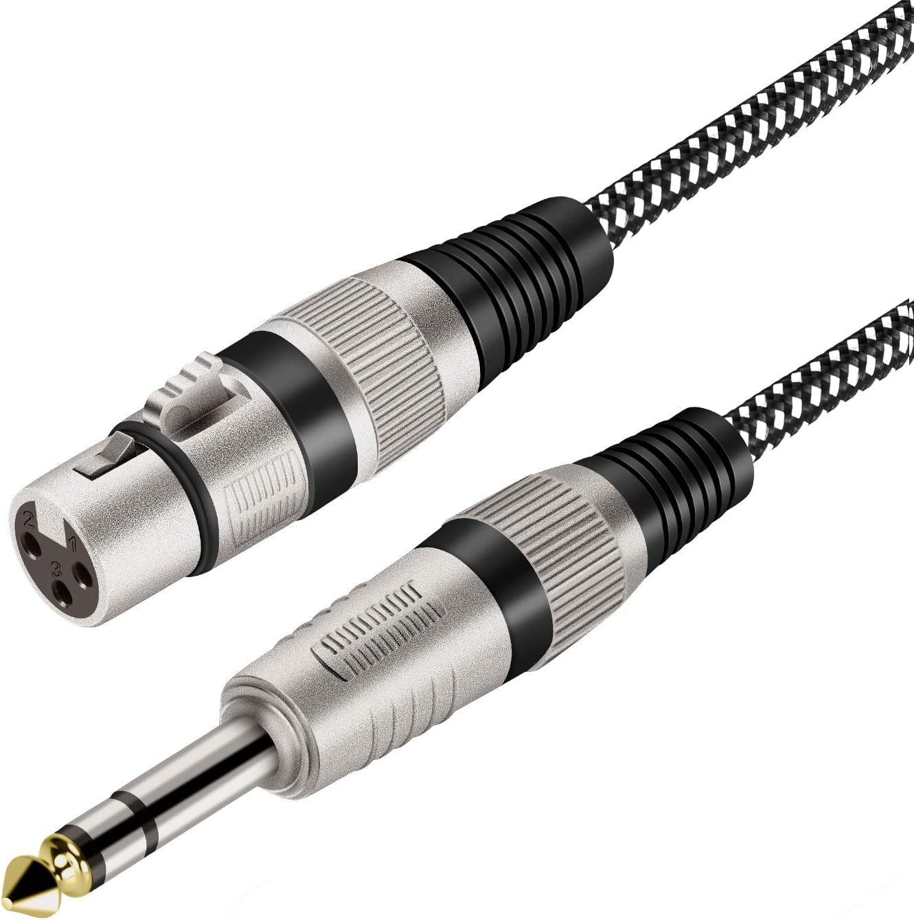 XLR Female to 1/4in TRS Cable 50ft Nylon Braided Balanced