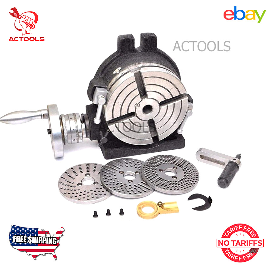 New Rotary Table With Indexing Plate Set Dividing Plate Set HV4 4 Slot 110mm USA