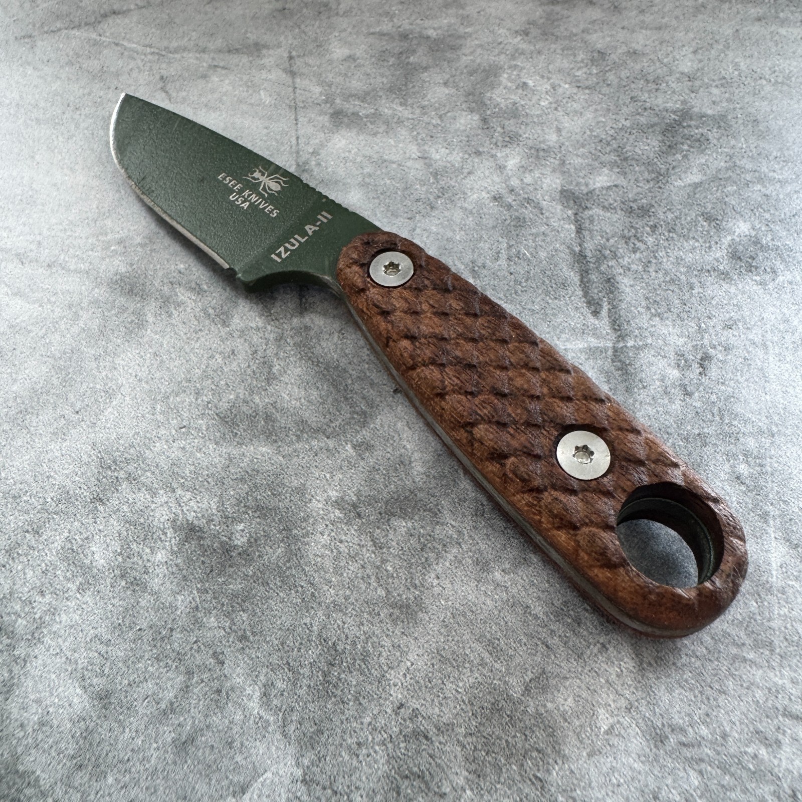Dragonscale handles scales compatible with ESEE Izula II (Izula 2) knife Walnut