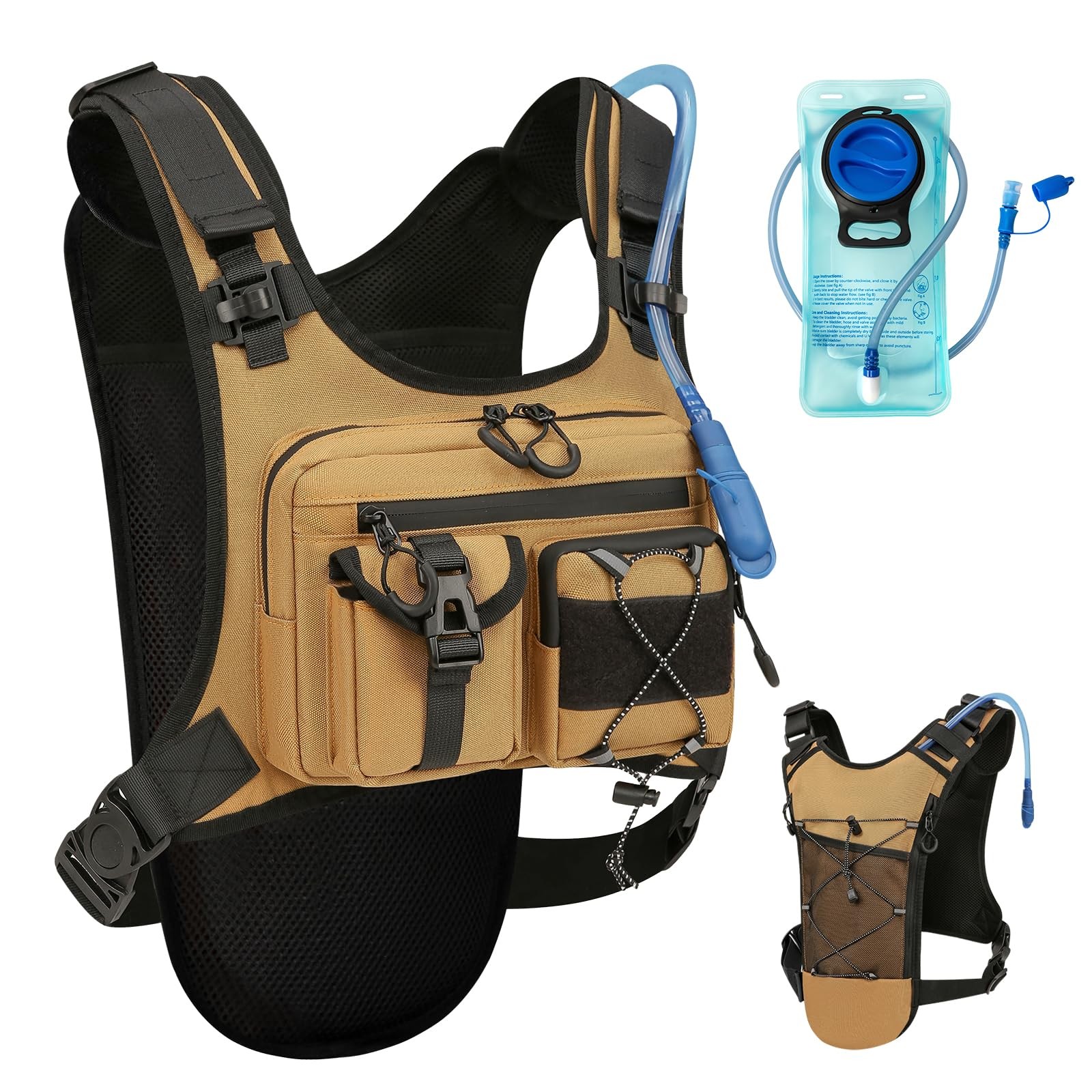 USA Patent Running Hydration Vest Backpack, Lightweight Chest Pack with 2.0L ...