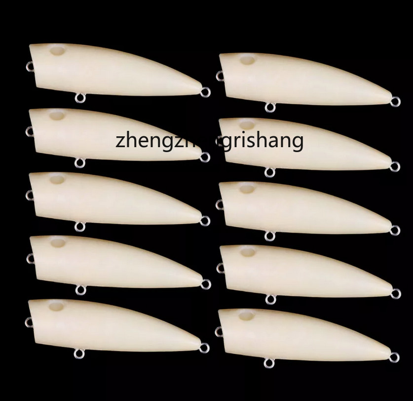 10PCS Popper Fishing Bait 9g/7cm Unpainted Hard Lure Bass Blank Crankbait Tackle
