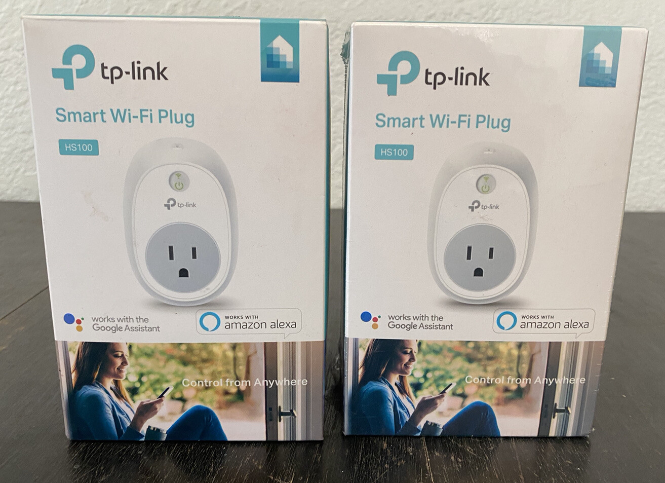 Two TP-Link HS100 Wi-Fi Smart Plug Kit One Open Box One Sealed￼