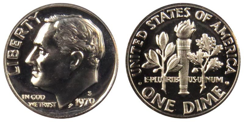 1970 S GEM BU PROOF ROOSEVELT DIME 10 CENT BRILLIANT UNCIRCULATED PF COIN#6016